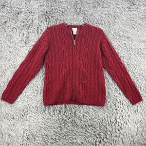Katherine Bishop Cardigan Sweater Small Cable Knit Silk Angora Rabbit Wool Blend